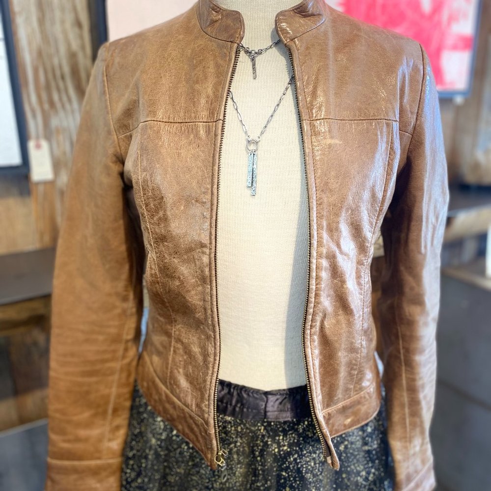 Kymo Leather Jacket // Vintage // Cognac Brown // Size M // EUC